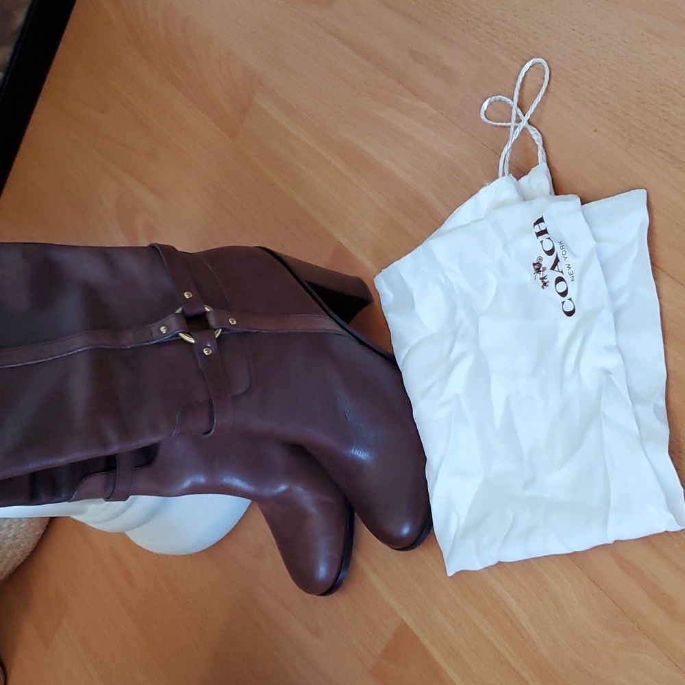 Coach Brown Leather Ellie Vachetta Riding Boots - Picture 10 of 10